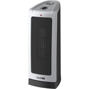 Lasko Silver Oscillating Ceramic Tower Heater 1500W Multiple Heat Settings